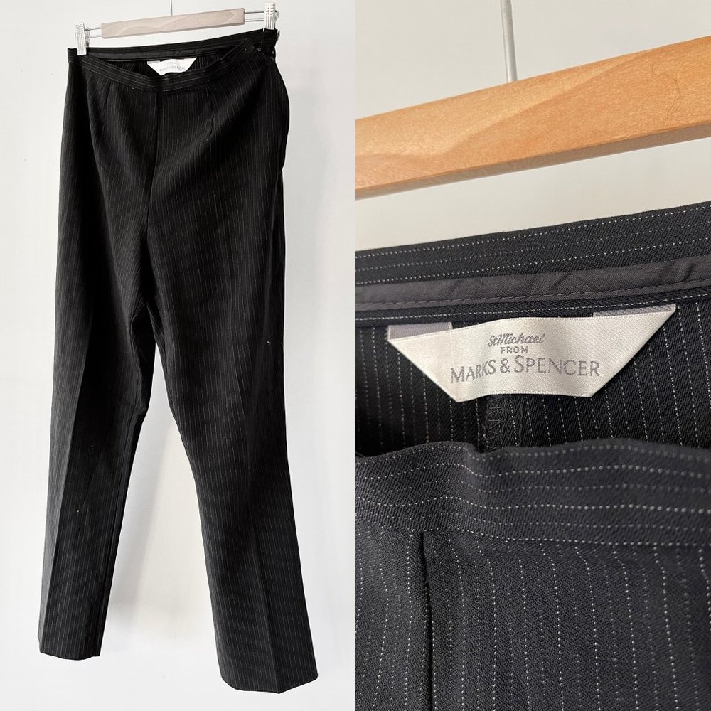 Navy striped trousers